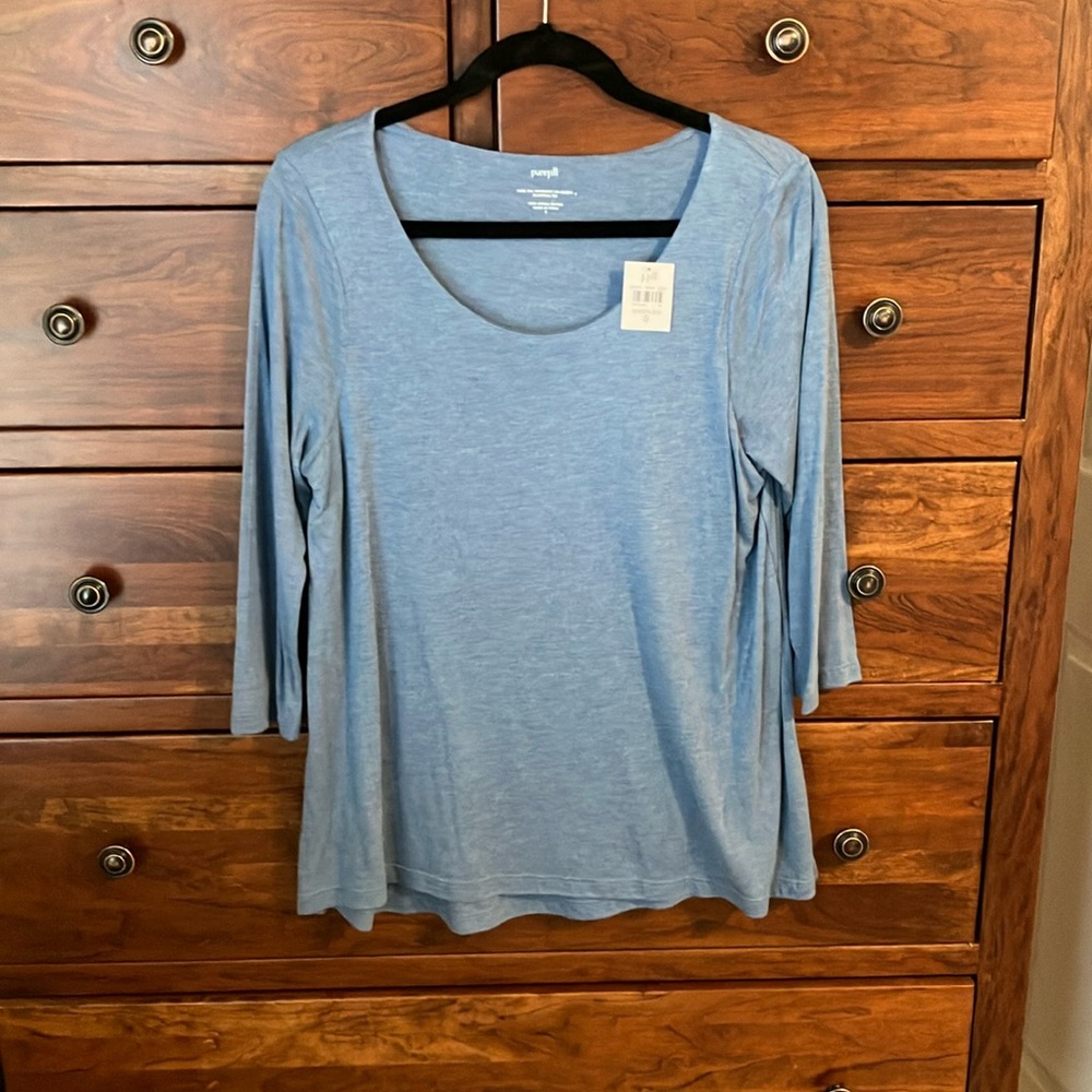 J Jill SuperSoft Pure Jill 3/4 Sleeve Elliptical Tee Size S
